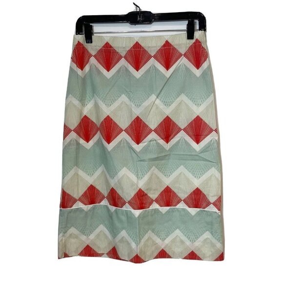 Ottod'Ame Womens Geometric A-Line Knee Length Skirt Multi 6 Elastic Waist Cotton - Picture 1 of 9